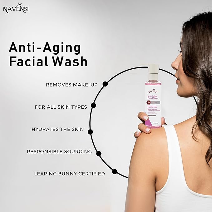Navensi Anti Aging Face Wash 150ml | Hyaluronic Acid, Manuka Honey, Charcoal & Aloe Vera Facial Wash For Women & Men | Deep Cleansing, Hydrating Facial Cleanser For Smooth, Youthful Skin