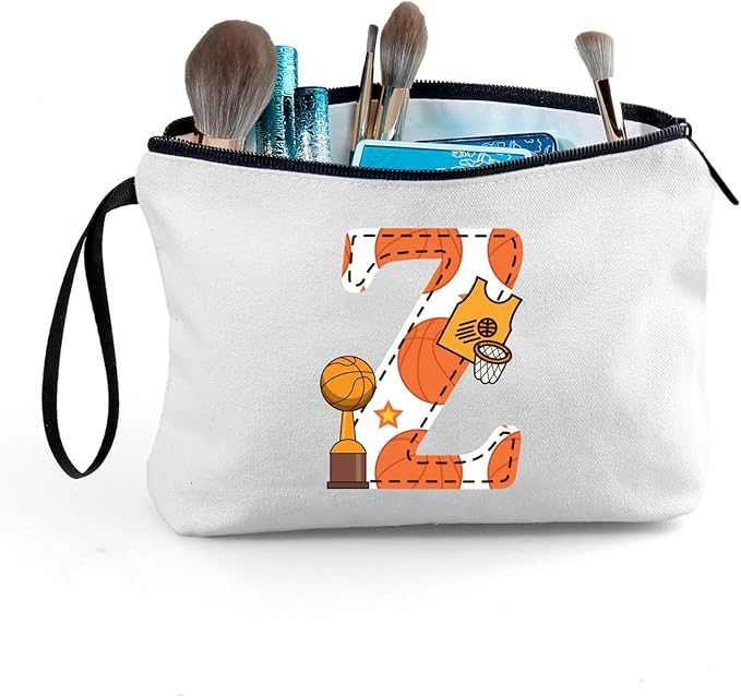 ARIOSEY Basketball Gifts Monogrammed Cosmetic Travel Makeup Bag Basketball Accessories Graduation Birthday Gifts for Girls Coaches Daughters Team Friend Mom Player-Z