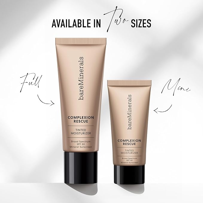 bareMinerals Complexion Rescue Tinted Moisturizer for Face with SPF 30, Vegan Tinted Mineral Sunscreen with Hyaluronic Acid, Mini Size, Opal 01