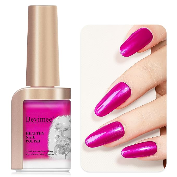 Nail Polish Quick Dry, Hot Pink Nail Lacquer Nail Art Polish Non-Gel Air Fast Drying, Shimmer Pink Nail Pigment High Coverage Fingernail Concealer Polish for Valentine's Day Gift
