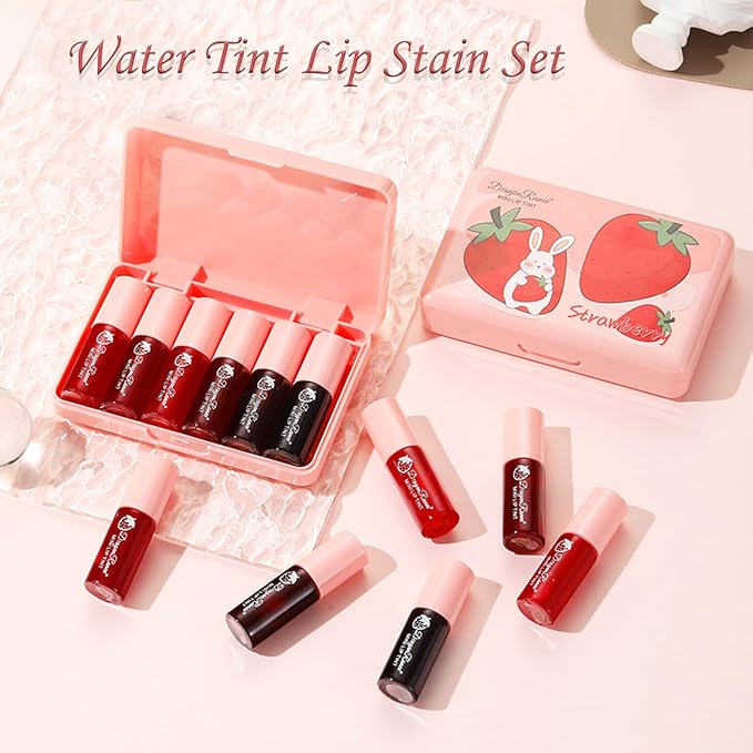 6 Colors Lip Tint Stain Set, Multi-Use Lip & Cheek Tint Korean Makeup Mini Liquid Lipstick, Lip Stain Long Lasting Waterproof Non-Stick Cup Moisturizing…