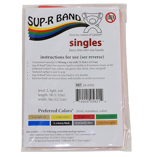 CanDo 10-6302 Sup-R Latex Free Exercise Band 5' Length,
