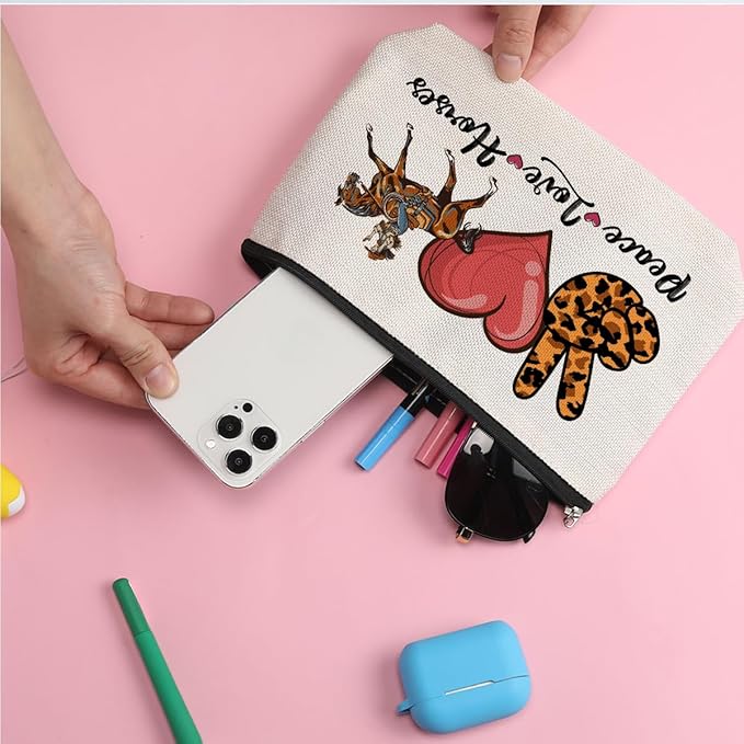 ZHAMEN Horse Gifts for Girls - Makeup Bag | Graduation & Mother's Day Equestrian Gifts for Women & Horse Owners