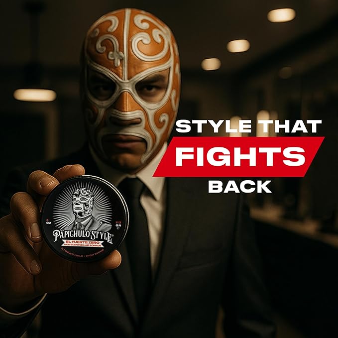 Papichulo Style Deluxe Pomade “El Fuerte Zero” – Strong Hold, High Shine, Adds Volume – Unscented, Water-Based, Flake-Free, Easy Washout, Paraben-Free – Made in USA - 4 oz