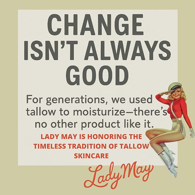 Lady May Tallow Whipped Tallow 24oz - All Natural Face Cream + Whole Body Moisturizer for Dry Skin - Made With Eucalyptus Oil - No Preservatives, Parabens or Seed Oils -USA Made (Eucalyptus Tea Tree)