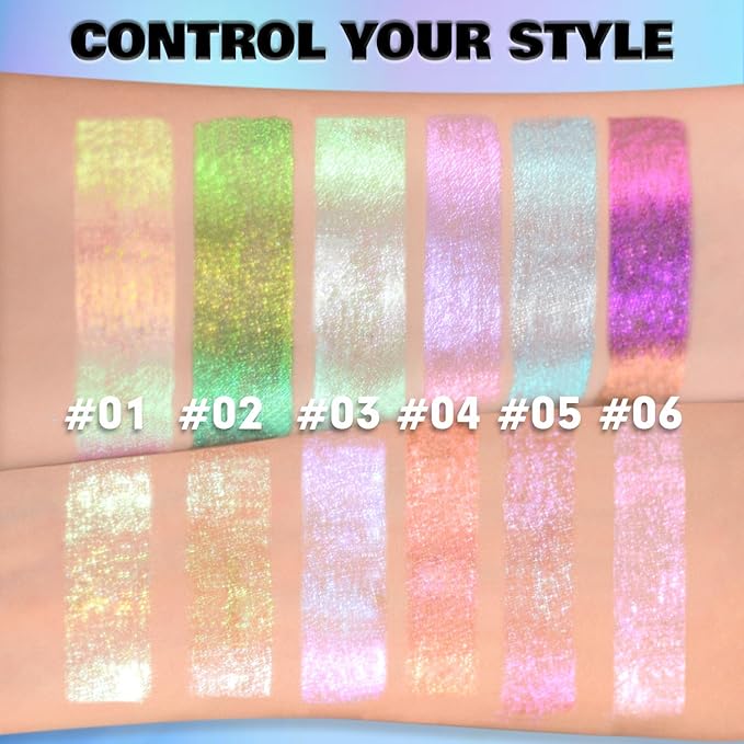 CHARMACY 2 in 1 Starlit Duochrome Liquid Eyeshadow, Glitter Sparkle Colorful Liquid Eyeliner, Quick Drying, High Pigmented, Long lasting Holographic Glitter Multichrome Eye Makeup #05