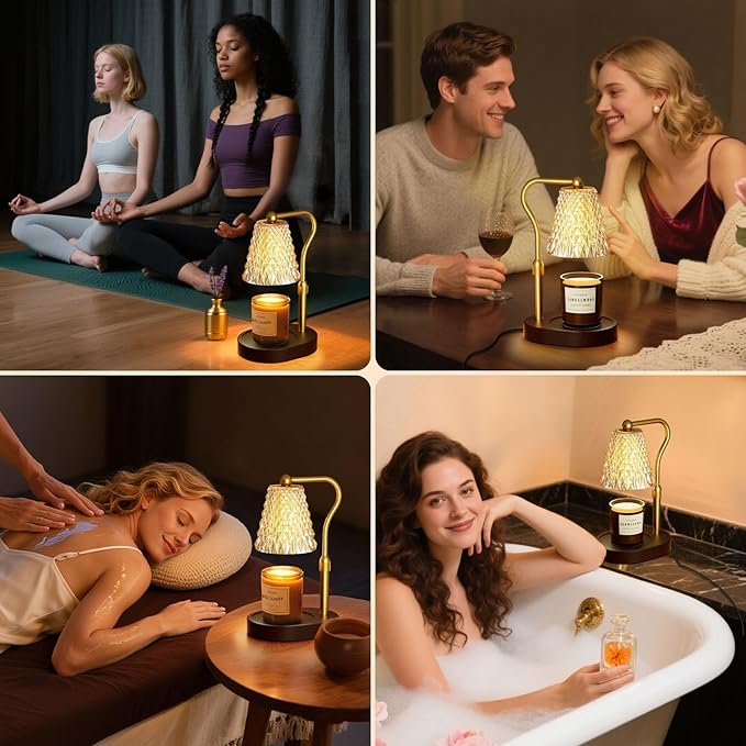 Candle Warmer Lamp with Timer Dimmable, Birthday Gifts for Women Mom, House Warming Gifts New Home Decor, Wax Melt Warmer for Jar Candles with 2 Bulbs