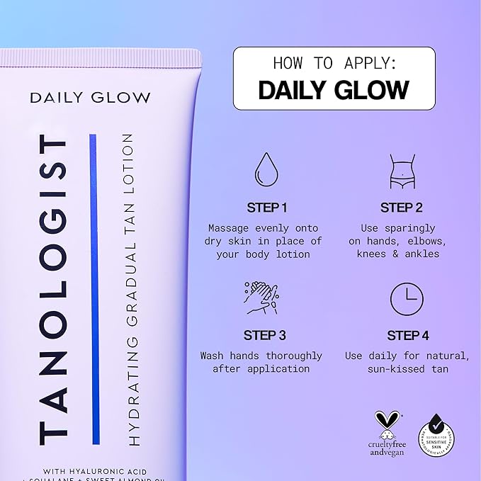 Tanologist Hydrating Daily Glow - Fair/Medium - Hydrating Gradual Tan Lotion - Natural, Sun Kissed Glow - Daily Tanning Lotion with Hyaluronic Acid & Squalane - 8.45 fl oz