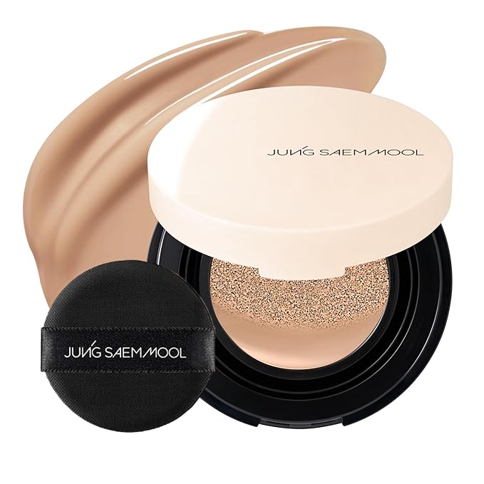 JUNG SAEM MOOL Essential Skin Nuder Cushion | Natural Finish, Buildable Coverage Cushion Foundation by Korean Makeup Artist (Mini, 0.17 Fl Oz), 25N Bronze