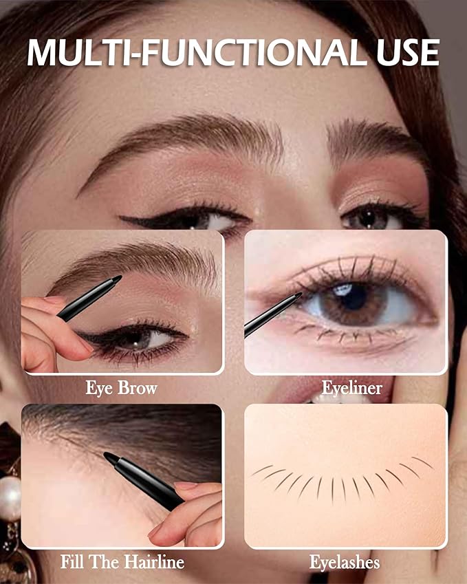 Gel Eyeliner Set for Mature Women Black Brown, Waterproof Smudge-proof Gel Eyeliner Pencil Long Lasting 24H Retractable Eye Makeup Liner Matte Cream Pen with Sharpener for Older Women Sensitive Eye