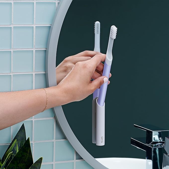 Quip Sonic Electric Toothbrush for Adults - Time Travel & Soft Bristles with Travel Case & Replacement Brush Head - 3 Month Battery Life, Plastic Handle - Lavender