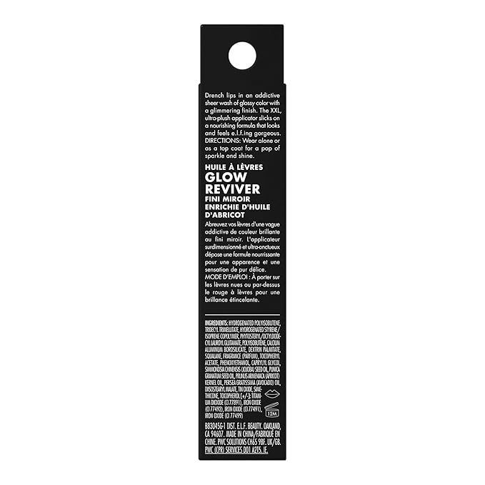 e.l.f. Glow Reviver Lip Oil, Nourishing and Hydrating with High-Shine Glimmer Finish & Sheer Wash Of Color, Minty Scent, Non-Sticky, Vegan & Cruelty-free, Citrine Gleam