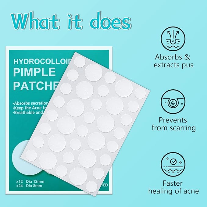 PICcircuit 180 Counts Pimple Patches for Face Hydrocolloid Acne Patches for face Invisible Zit Patches for Face Pimple Patch Acne Spot Treatment Patch Blemish Patches Cover Patches Stickers