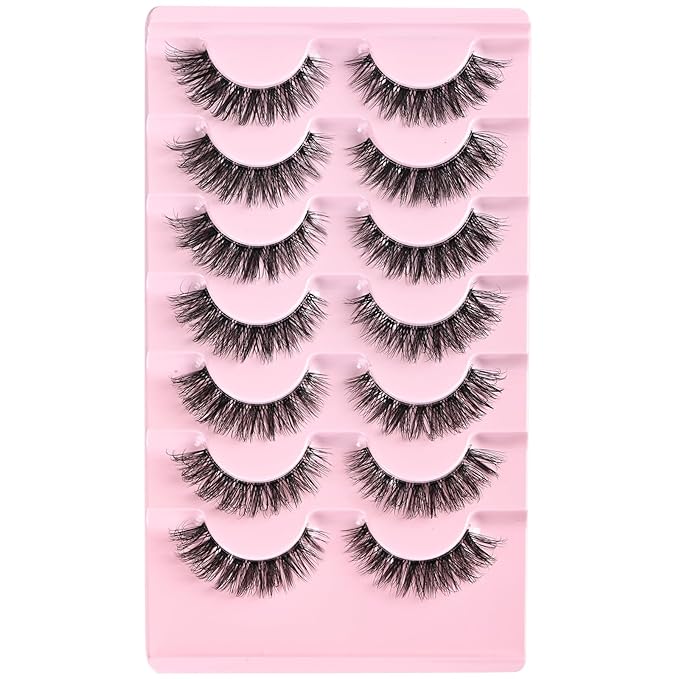 FARRED Cat Eye Lashes Natural Eyelashes Short Wispy Lash Strips Volume Cateye False Eyelash Medium Length Fake Lashes Natural Looking Hybrid Clusters Full Demi Wispies Strip Pestañas (A1 | 8-14MM)