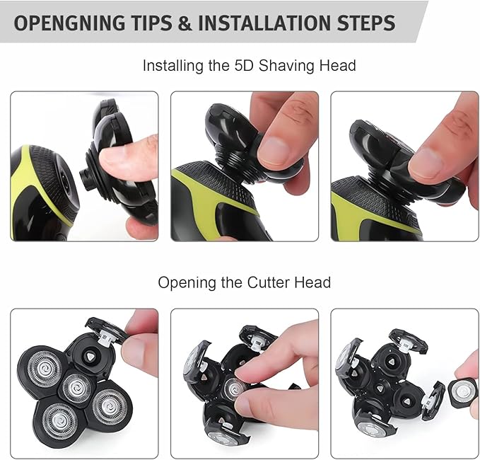 Telfun Universal 5 Blade Replacement Heads for Mainstream Shaver Brands, Washable Shaver Blade Heads Replacement, Easy Install