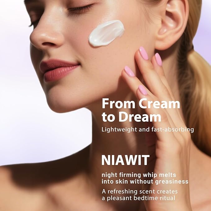 NIAWIT Overnight Toning Body Whip – For Loose Crepey Skin on Arms, Thighs & Belly | Firming, Moisturizing & Anti-Wrinkle Night Cream to Improve Tone While You Sleep, 4.23 fl.oz