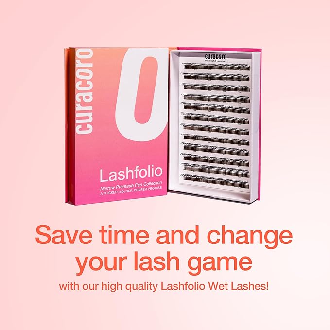 Curacoro LashFolio Wet Promade Fans, Handmade Volume Eyelashes, 5D To 10D, C CC D Curl, 0.03~0.07 mm, 8-13mm Mix Length, Professional Long-Lasting Promade Lash Fans (5D-0.07 D 8mm-13mm)