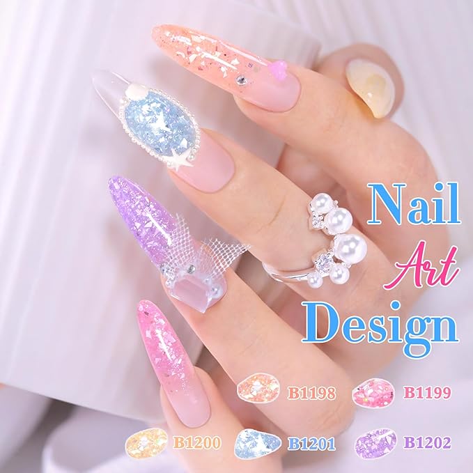 Double Rhythm 0.5Oz Glitter Gel Polish Same Color Same Bollte Shimmer Reflective Color for Nail Art Salon DIY Soak Off 15ml Nail Lamp Gel Polish at Home (Orange Peach-B1198)
