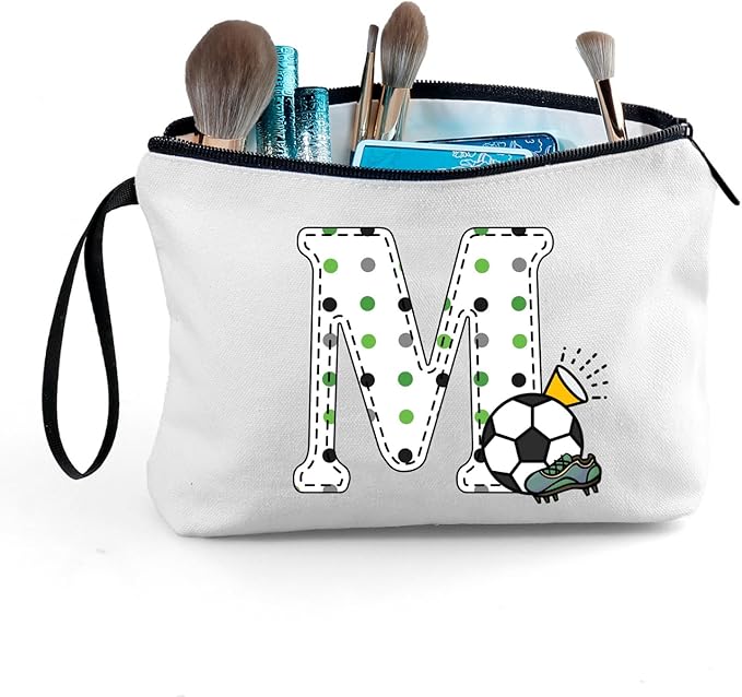 ARIOSEY Soccer Gifts Personalized Soccer Ball Cosmetic Bag for Purse Birthday Inspirational Gifts for Girls Women Team Coach Mom Stuff Travel Organizer,Christmas-M