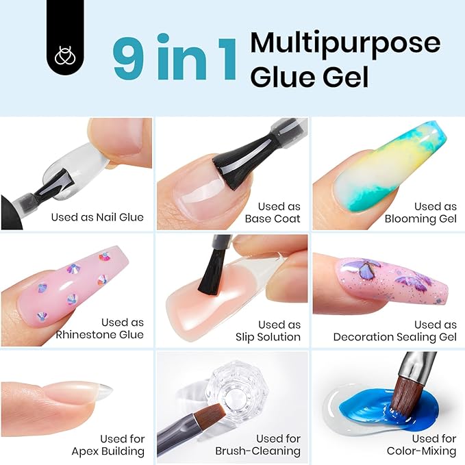 Beetles Gel Nail Kit Amond Shape - 504Pcs Gel Nail Kit Easy Extension Set Etch X Nail Tips Short Almond Half Matte Nail Tips 9 in 1 Glue Uv Led Light Gift for Women
