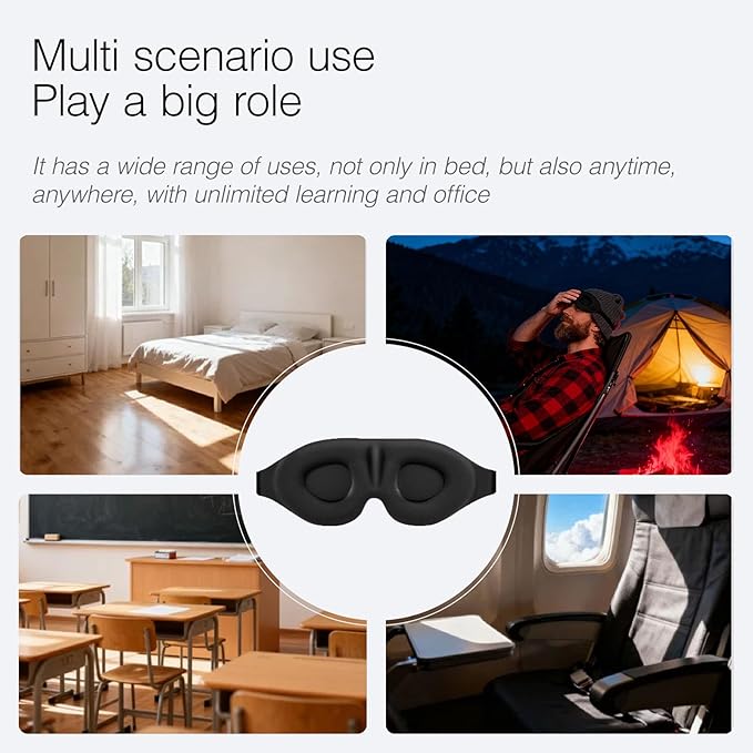 VITASERENA Sleep Mask Eye Mask for Travel Essentials, for Men & Women,Cover Luxury Blindfold Eyes,Plane Airplane Light Adjustable Blocking Weight Air Light-Blocking,Gentle Traveling,Natural Blackout