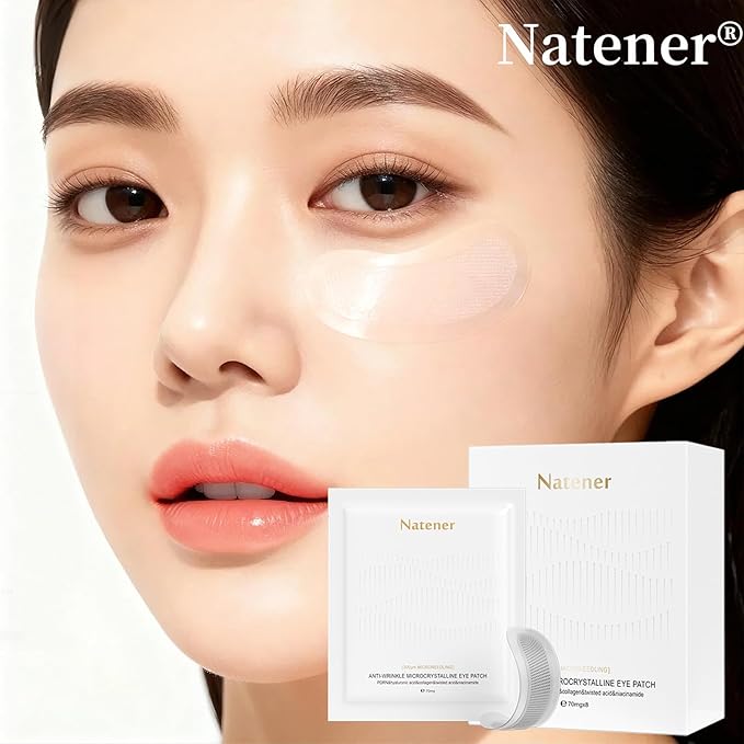 Natener 8 pairs PDRN Micro Eye Patches, Under Eye Patches for Puffy eyes, Dark Circles & Wrinkle | Hyaluronic Acid, Kojic Acid, Collagen, Peptides, Vitamin C, Niacinamide - Korean Popular Eye Care