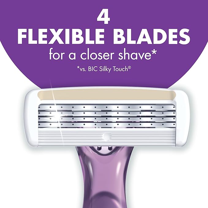 BIC Soleil 4 Escape Scented Women's Disposable Razors With 4 Blades, Comfortable Shave, Lavender & Eucalyptus Scented Handle Shaving Razors for Women, 4 Count
