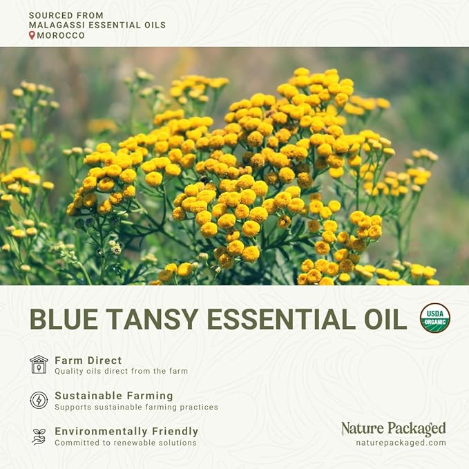 Organic Blue Tansy Essential Oil Direct from Malagassi Essential Oils - Ideal in Face Oil - Organic Blue Tansy for Candle Making and Soap Making (8 oz)