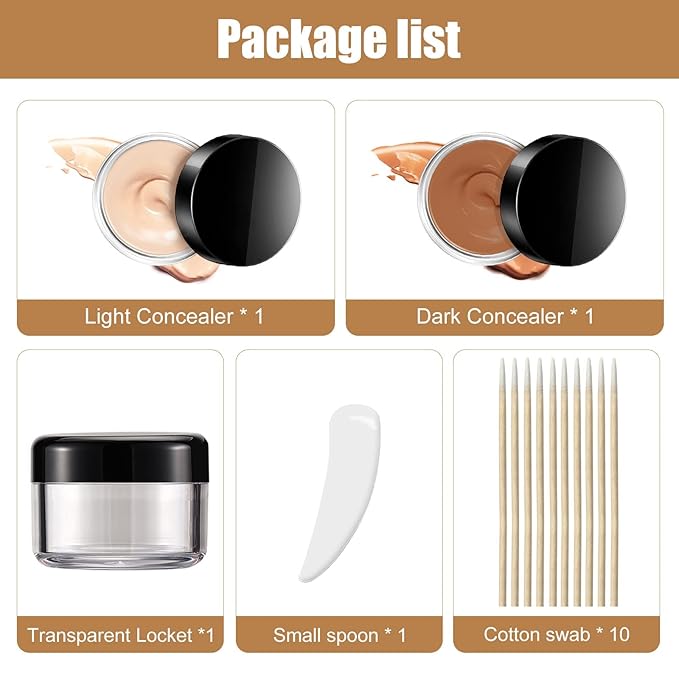 Tattoo Cover Up Makeup, 2 Colors Waterproof & Sweatproof Tattoo Cover Up Makeup, Long Lasting and Invisible Body Makeup Suitable for Vitiligo, Dark Spots, Scars-Natural