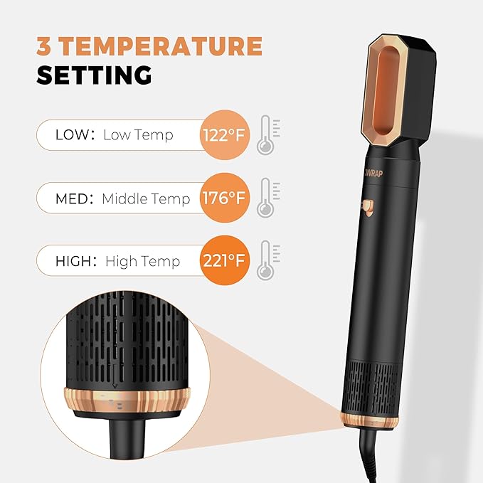 Hair Dryer Brush,6 in 1 Professional Hot Air Styler,Powerful Air Curling Wrap Styler,Negative Ionic Hair Dryer Fast Drying, Multi Hair Stylerfor Curling Volumizing Straightening Styling