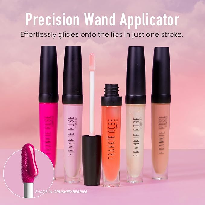 Frankie Rose Cosmetics Lip Gloss | Non-Sticky Formula, Long Lasting Lip Gloss, Bold Pigment & Hydrating Lip Gloss, Crushed Berries Glossy Lip Gloss, 20g