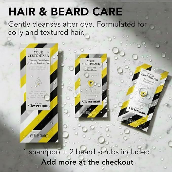 2X Reusable Hair & Beard Dye for Black Men – Black | Up to 10 Uses, 7 Minutes | Natural Gray Coverage, No-Drip Cream with SkinArmour® – Cleverman