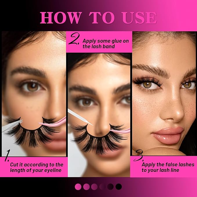 Veleasha Lashes Spiky False Eyelashes 100% Handmade Eyelashes Fluffy Fake Lashes Volume Fake Eyelashes Dramatic Look 5 Pairs Pack (3D07)