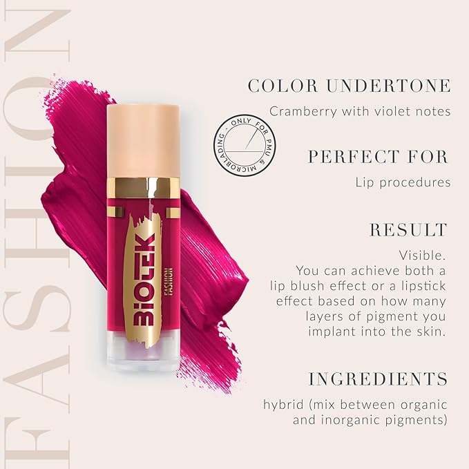 Biotek Lip Pigment for Permanent Makeup - Black Cherry Color for Lip - Made in Italy - Fashion 0,61 fl.oz.