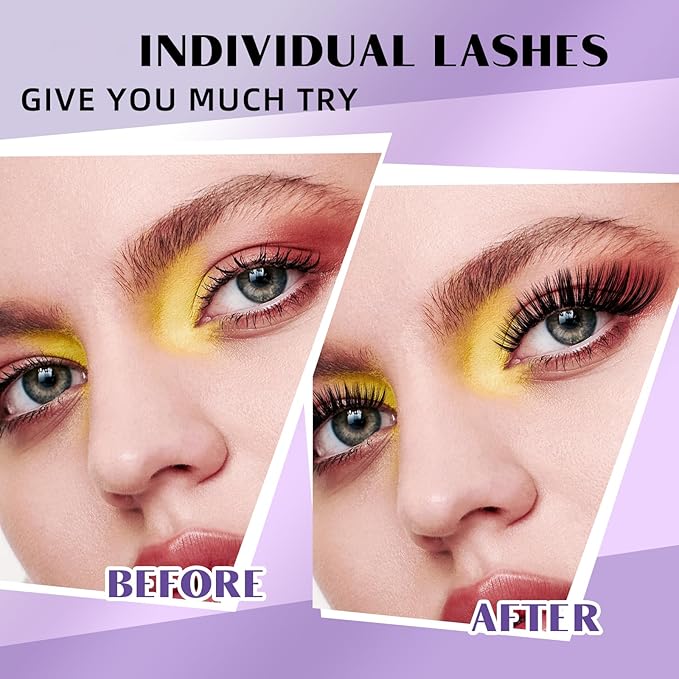 DIY Lash Extension Kit 280pcs Individual Lashes Cluster D Curl Eyelash Extension Kit Lash Clusters with Lash Bond and Seal and Lash Applicator Tool for Self Application (KIT,40D-D-9-16MIX)