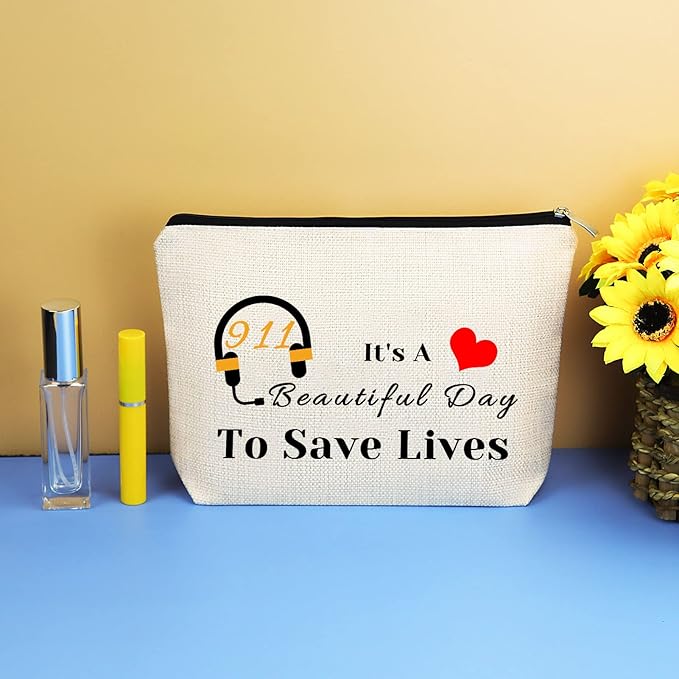 911 Operator Gift Makeup Bag Dispatcher Appreciation Gifts EMT Emergency Dispatcher Gifts Cosmetic Bag Pouch 911 Operator Thank You Gift Dispatcher Retirement Gift Birthday Christmas Thanksgiving Gift