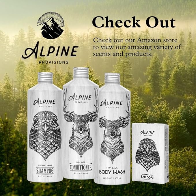Alpine Provisions Natural & Organic Body Wash with Lavender & Juniper – Moisturizing Shower Gel with Aloe Vera, Coconut Oil & Essential Oils – Vegan, Sulfate-Free, Plastic-Free – 16.9 fl oz