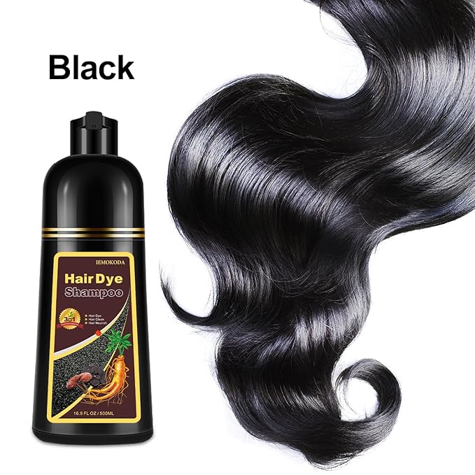 Hair Dye, Hair Dye Shampoo for Women & Men, Color Shampoo Hair Dye 16.9 Fl Oz, Safe and Natural Champu Para Canas (Black)