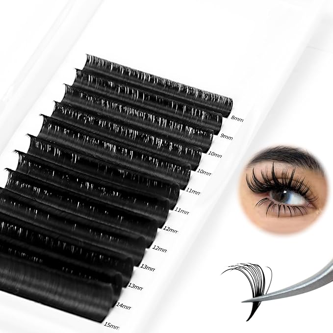 Premade Lash Fans Extension D Curl 8-15mm Mix One Second Blooming Lashes 0.03/0.05/0.07mm Matte Black DIY Velvet Self Fanning Eyelash Extensions Turbo Volume Permanent Lash Extensions Supplies