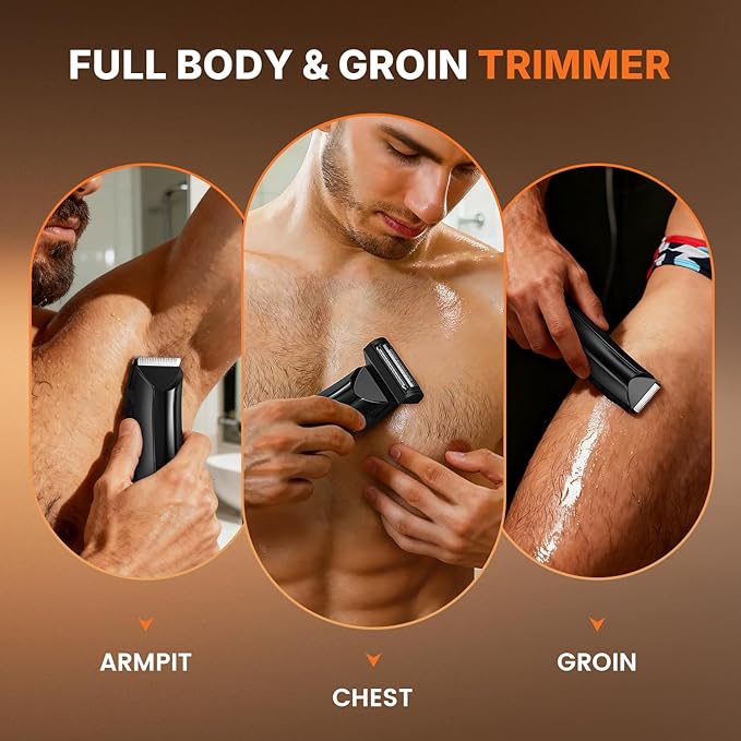 PRITECH Electric Body Hair Trimmer - Waterproof Mens Groin Hair Trimmer Ball Shaver USB Recharge Dock Body Grooming Kit with Ceramic Blade Male Hygiene Razor (Drak Gray)
