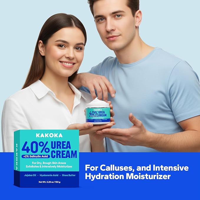 Urea Cream (5.29 Oz), Urea Cream 40 Percent with 2% Salicylic Acid, Foot Cream for Dry Cracked Heels and Feet, for Exfoliation, Skin Barrier Repair & Intensive Hydration