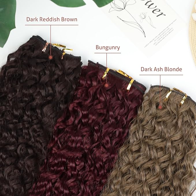 LONAI Hair Extension,9PCS Brown 22" Curly Clip in Hair Extensions LN002 Long Soft Thick Synthetic Hairpieces for Women-Deep Brown with Dirty Blonde