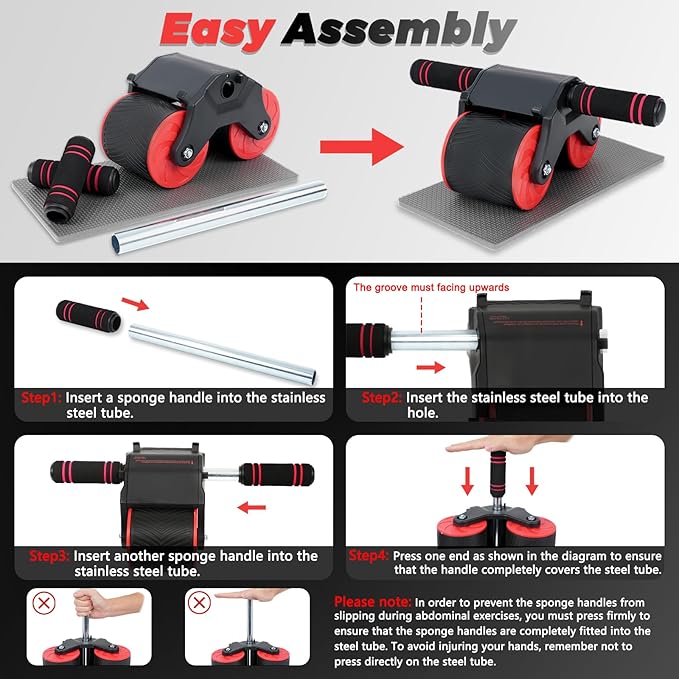 Automatic Rebound Abdominal Wheel Workout,2 Wheels