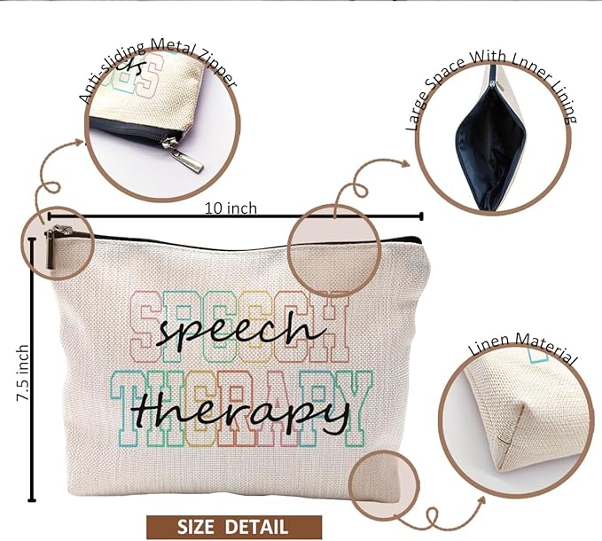 QGFM Makeup Bag for Women - Speech Therapist & SLP Gifts, Cosmetic Bag for Purse