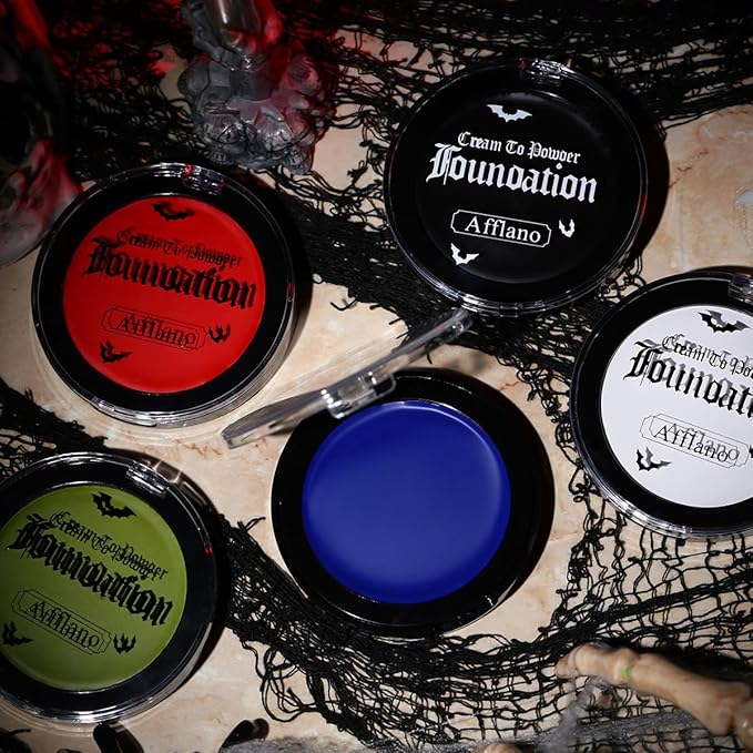 DE'LANCI Black Face Paint Foundation Halloween Sfx Makeup, Semi-matte Black Body Paint Highly Pigmented, Face Body Paint Skull Skeleton Waterproof Greasepaint Goth Makeup Special Effects Cosplay
