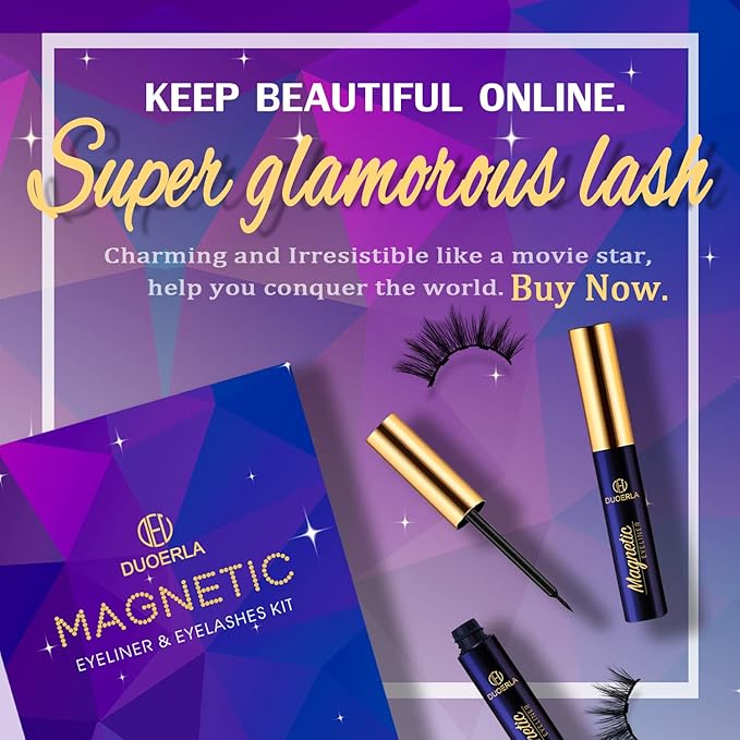 DUOERLA Magnetic Eyelashes Magnetic Lashes 3D Cat Eye Luxury Volume Curl with Eyeliner Kit,Upgraded Long Lasting,Reusable,Easy,Vegan & Cruelty Free 10 Pairs with Applicator,