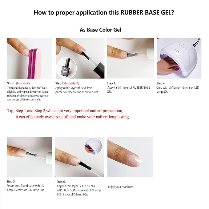 FZANEST Nude Rubber Nail Base Gel Polish, Builder Bottle Nail Strengthener Self-level Extension Fiber Gel, UV LED Base Coat