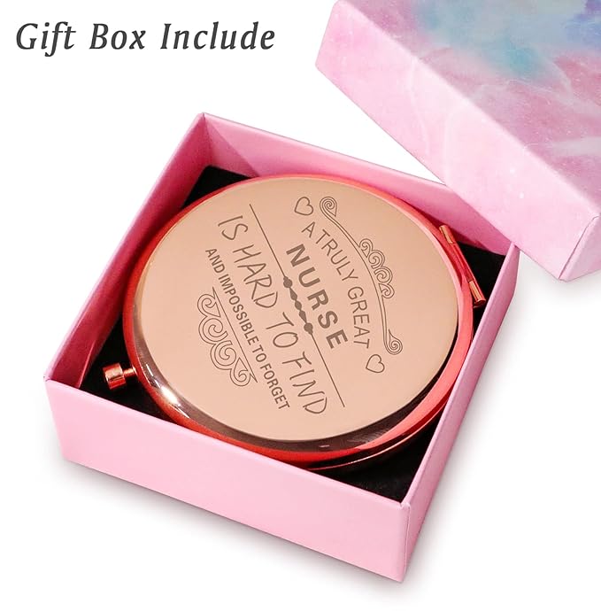 Nurse Appreciation Gifts for Women, Thank You Gifts for Nurse, Personalized Compact Mirror, Goodie Bag & Basket Stuffers for Valentines Day