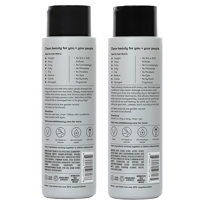 Odele Moisture Repair Sulfate-Free Shampoo & Conditioner Set, for Intense Hydration to Restore & Nourish Dry or Damaged Hair, 13 Fl Oz Each (2-Pack)