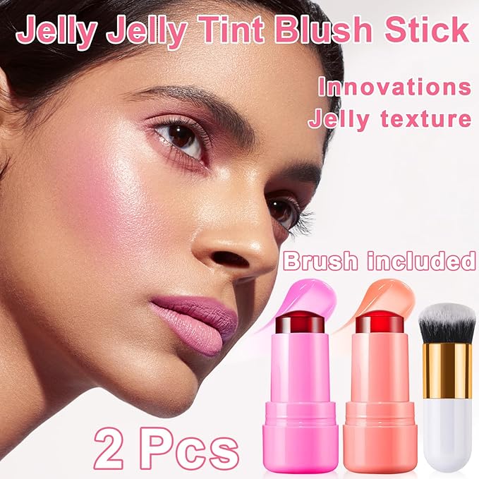 2PCS Cooling Water Jelly Lip Tint/Blush, Jelly Blush Cooling